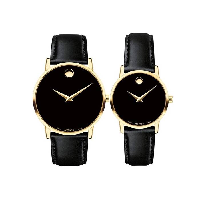 MOVADO Swiss Museum Classic Black Gold Slim Leather 40MM
