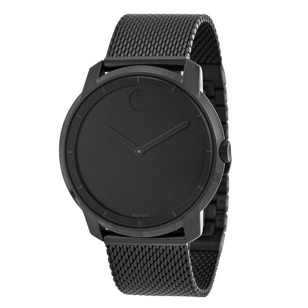 Movado Bold Black Ion-Plated Stainless Steel Mesh Bracelet Watch 3600261, 44mm