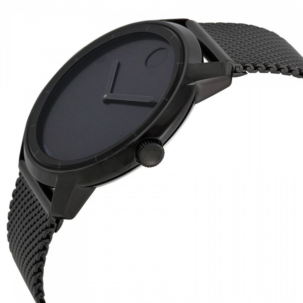 Movado Bold Black Ion-Plated Stainless Steel Mesh Bracelet Watch 3600261, 44mm