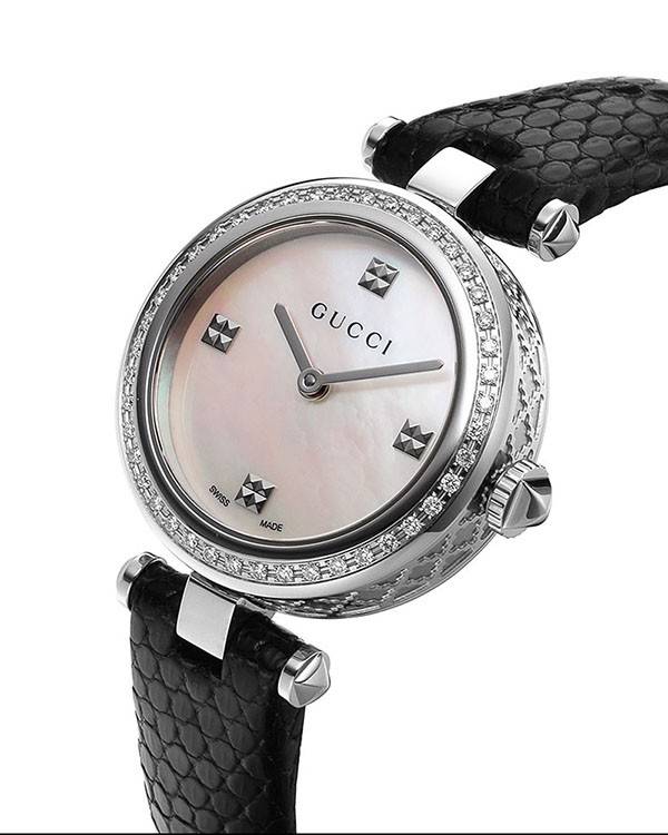 Gucci Swiss Quartz Stainless Steel and Leather Watch 27MM