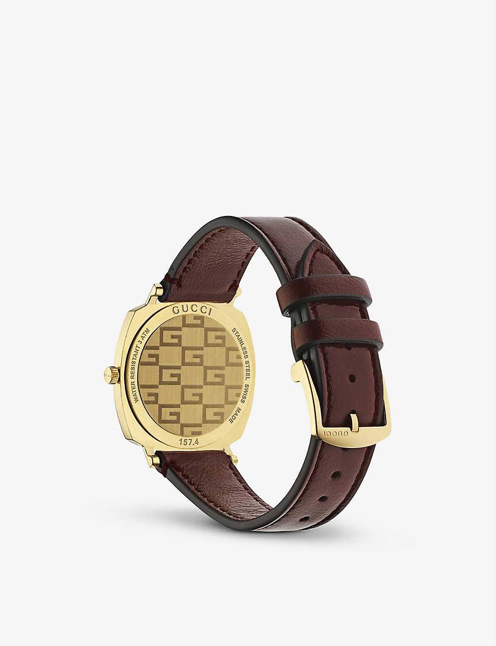 Gucci Grip Gold-Tone Leather Strap 35mm