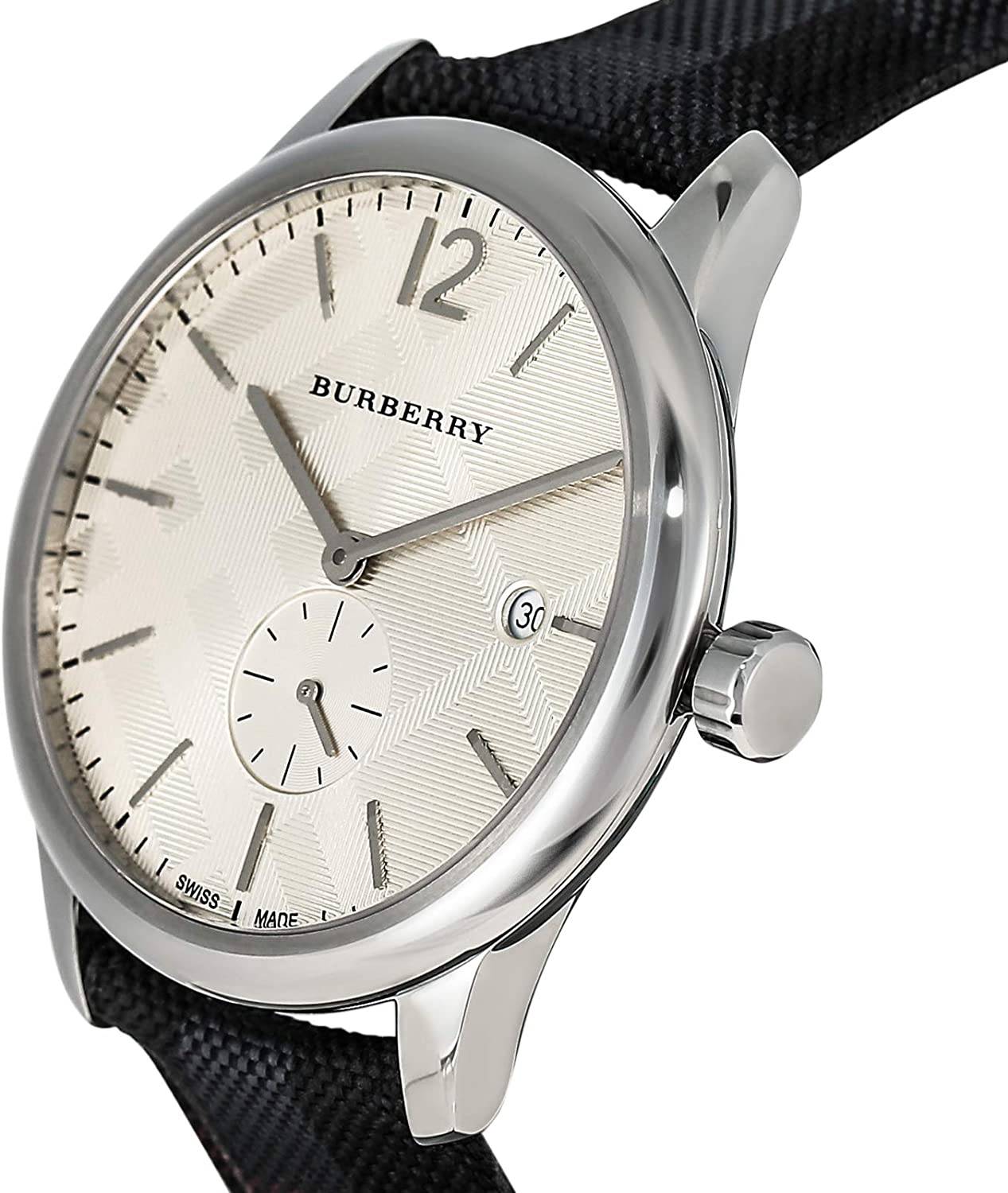 Burberry The Classic Round Stainless Steel Leather Strap Watch-BLACK-One Size  40MM