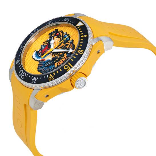 Gucci Quartz Stainless Steel and Rubber Casual Yellow 40MM