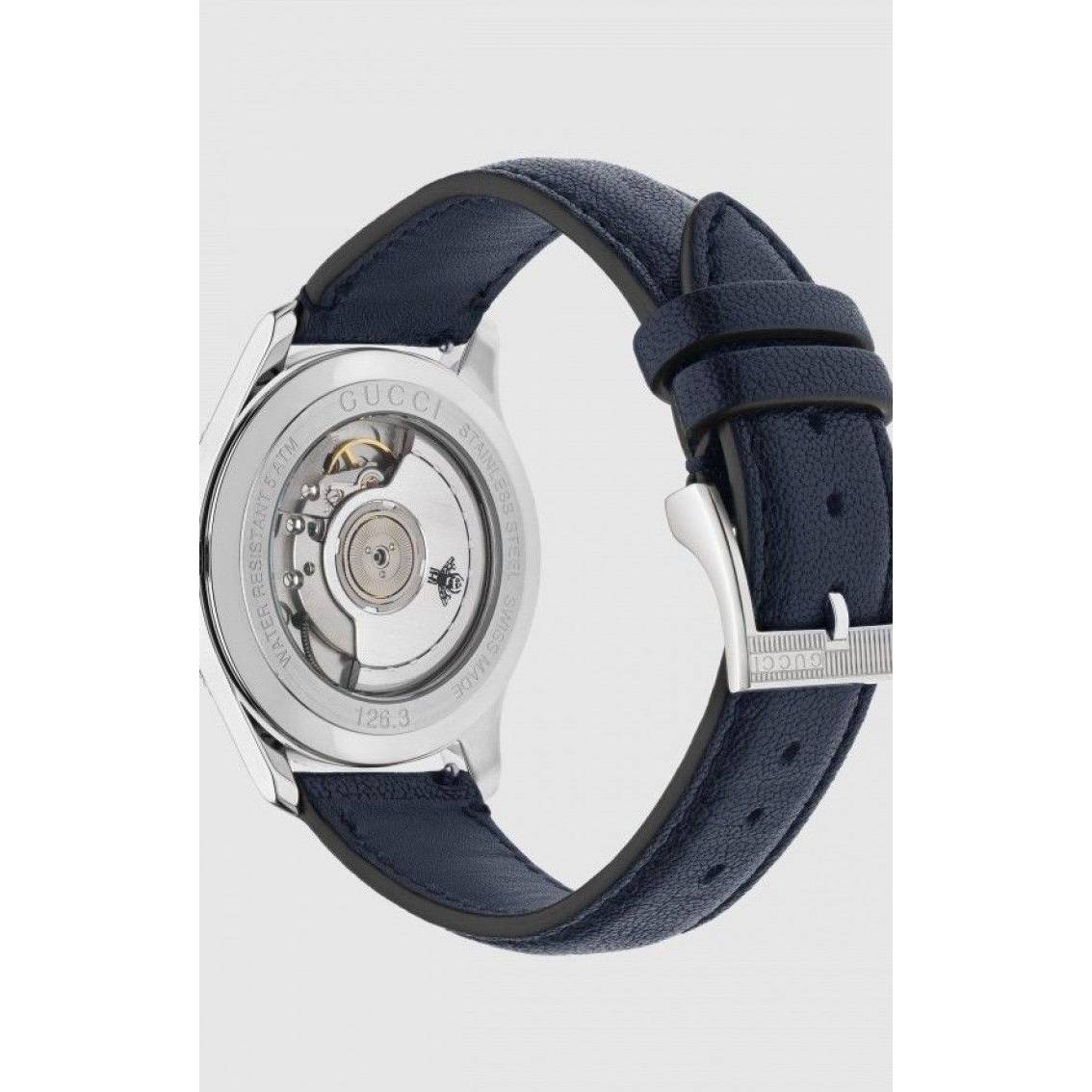 Gucci G-Timeless Leather Strap Watch in Blue Silver at Nordstrom  40MM