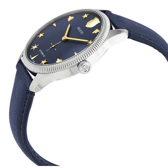 Gucci G-Timeless Leather Strap Watch in Blue Silver at Nordstrom  40MM
