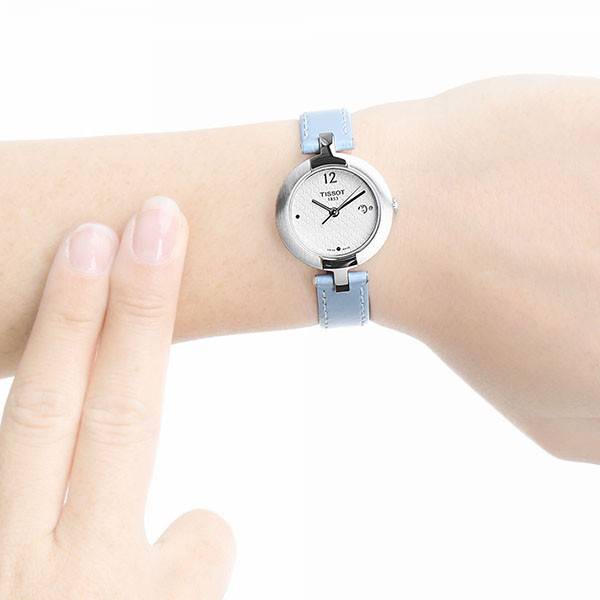TISSOTPinky White Dial Blue Leather Ladies Watch  27MM