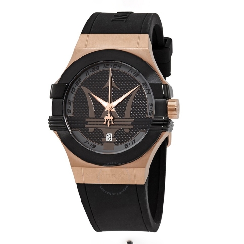 Maserati Potenza Black Leather Men’s Watch - 42MM