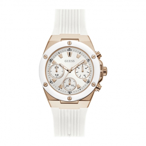 GUESS WHITE SILICONE WATCH 39MM